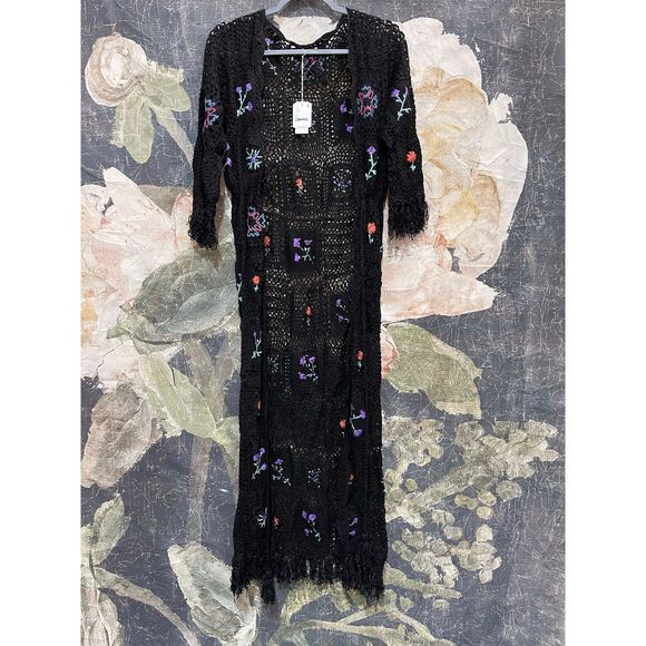 New Free People x Flook Hydrangea Crochet Kimono Size M $315 - Picture 5 of 8